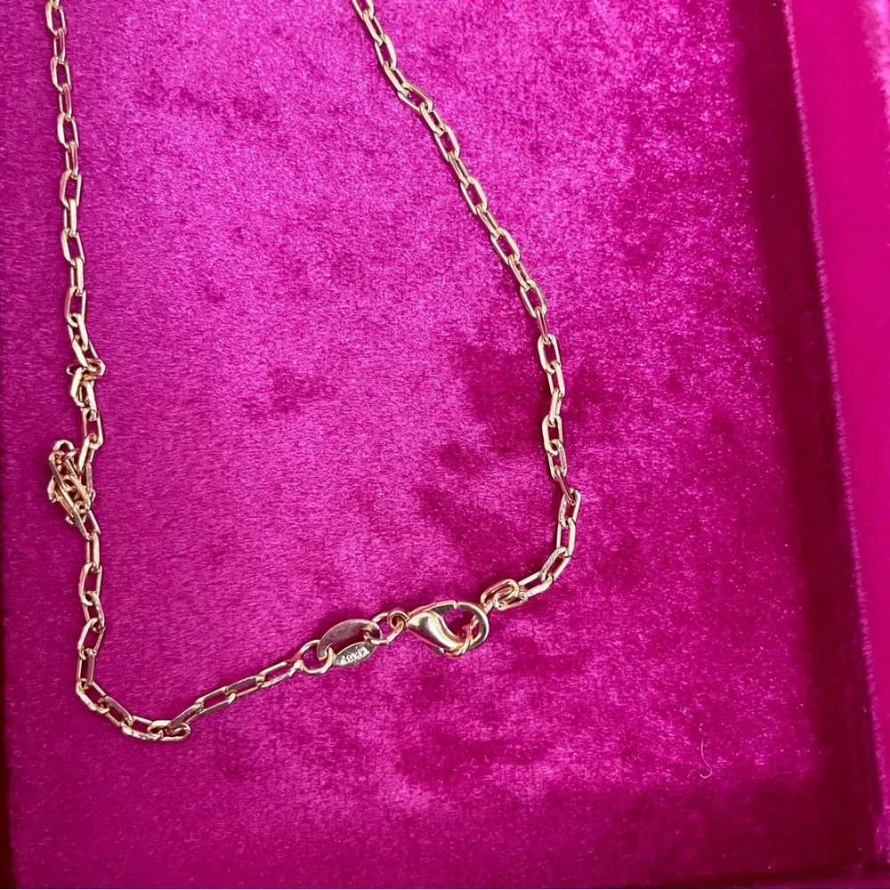 Iced Out Teddy Bear Paperclip Necklace 18K Yellow Gold Filled NWOT